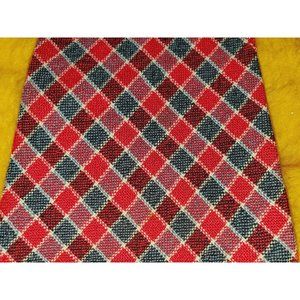 1930s VINTAGE ANTIQUE ~MENS WOOL TIE ~JL HUDSON CO. DETROIT ~RED GRAY CHECK ~48"
